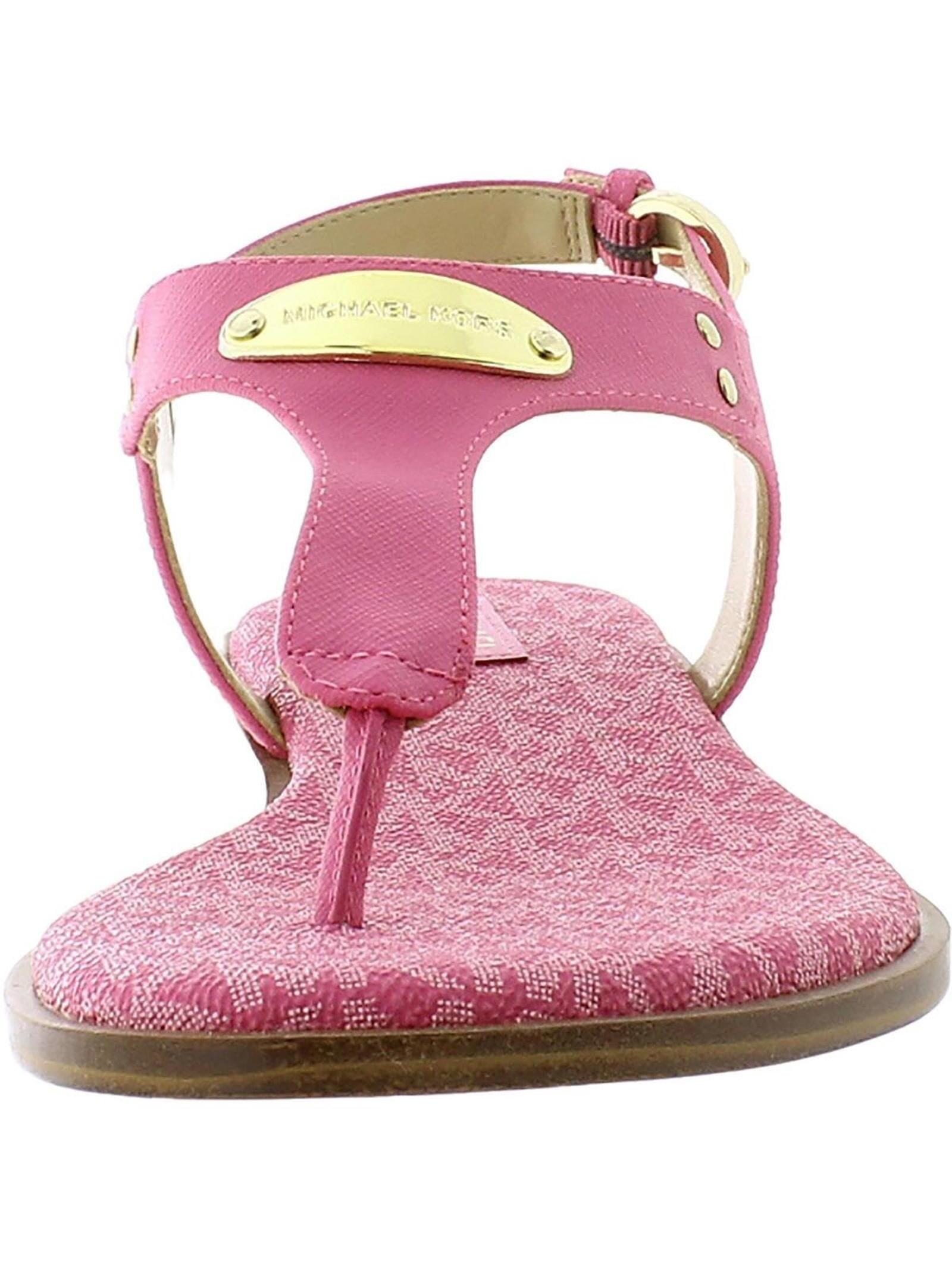 Michael Kors Plate Thong Cerise Sandal Mk Signature Logo Pink Flat Thong 6 M New